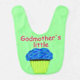 Godmoems Little Cupcake Blue Frosting Green Baby Slabbetje