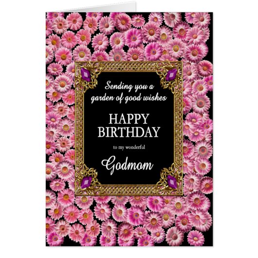 Godmom Verjaardag Roze Daisies (Voorkant)