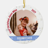 Godmother Baby Gepersonaliseerde Eerste Kerstmis F Keramisch Ornament (Voorkant)