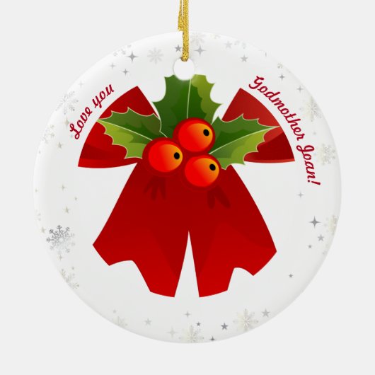 Godmother Baby Gepersonaliseerde Eerste Kerstmis F Keramisch Ornament (Achterkant)