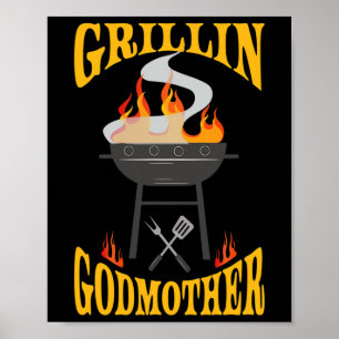 Godmother BBQ Grill Smoker en Barbecue Chef Poster