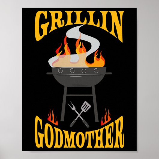 Godmother BBQ Grill Smoker en Barbecue Chef Poster (Voorkant)