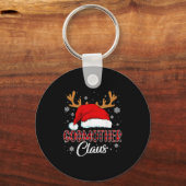 Godmother Claus Santa Christmas Red Plaid Matching Sleutelhanger (Voorkant)