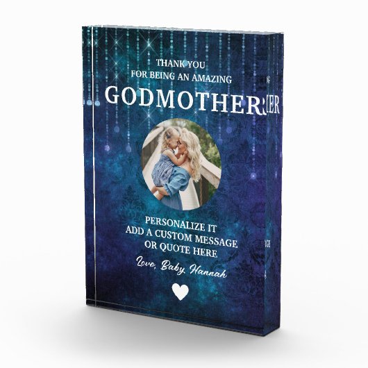 Godmother dank u Blue Sparkles Custom Fotoblokken (Rechts)