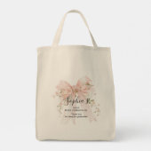 Godmother Gift First Communion Pink Bow Roses Tote Bag (Achterkant)