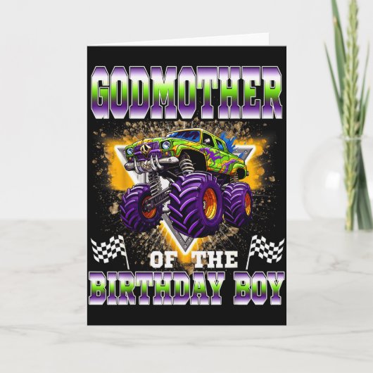 Godmother Of The Birthday Boy Monster Truck Birthd Kaart (Voorkant)