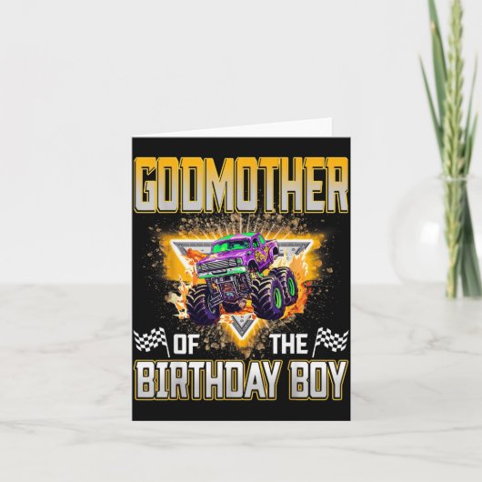 Godmother Of The Birthday Boy Monster Truck Birthd Kaart (Voorkant)