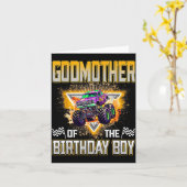 Godmother Of The Birthday Boy Monster Truck Birthd Kaart (Gele Bloem)