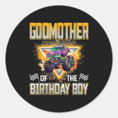 Godmother Of The Birthday Boy Monster Truck Birthd Ronde Sticker (Voorkant)