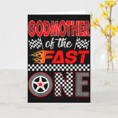 Godmother Of The Fast One First Birthday Racing Ca Kaart (Gele Bloem)