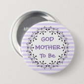 Godmother om Paarse gestreepte Baby showers Button (Voorkant /achterkant)
