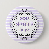 Godmother om Paarse gestreepte Baby showers Button (Voorkant)