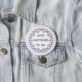 Godmother om Paarse gestreepte Baby showers Button (In situ)