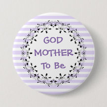 Godmother om Paarse gestreepte Baby showers Button