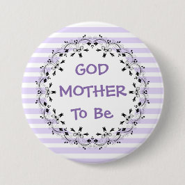 Godmother om Paarse gestreepte Baby showers Button
