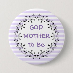 Godmother om Paarse gestreepte Baby showers Button