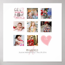 GODMOTHER PHOTO COLLAGE Gift met vers kan bewerken Poster