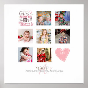 GODMOTHER PHOTO COLLAGE Gift met vers kan bewerken Poster