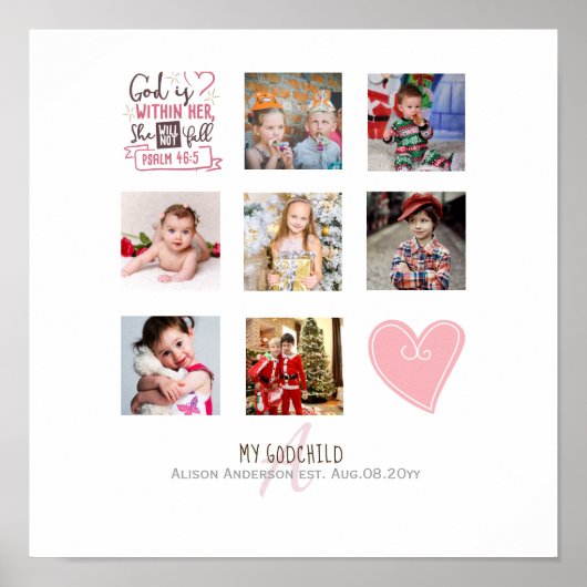 GODMOTHER PHOTO COLLAGE Gift met vers kan bewerken Poster (Voorkant)