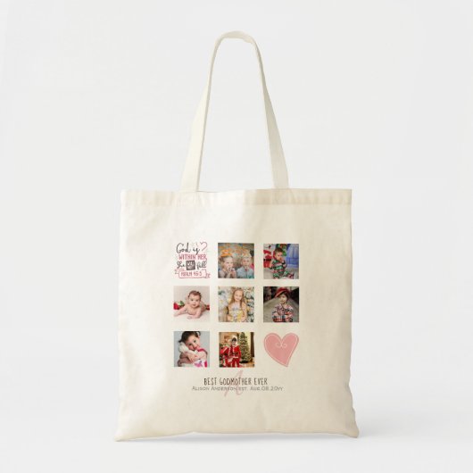GODMOTHER PHOTO COLLAGE Gift met vers kan bewerken Tote Bag (Voorkant)