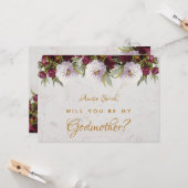 Godmother Proposal Bourgogne pioenen Floral Marble Kaart (Voorkant / Achterkant in situ)