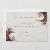 Godmother Proposal Bourgogne pioenen Floral Marble Kaart (Achterkant)