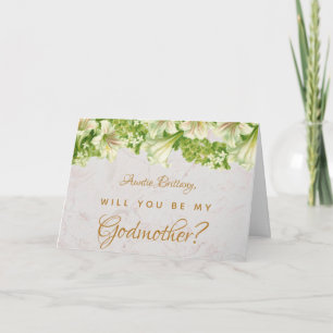 Godmother Proposal Floral Lelies Marble Kaart