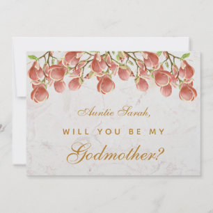 Godmother Proposal Pink Magnolia Marble Floral Kaart