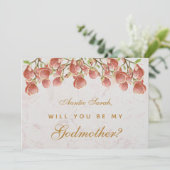 Godmother Proposal Pink Magnolia Marble Floral Kaart (Staand voorkant)
