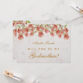 Godmother Proposal Pink Magnolia Marble Floral Kaart (Voorkant / Achterkant in situ)