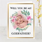 Godmother request floral roos krans foto lijst c kaart (Gele Bloem)