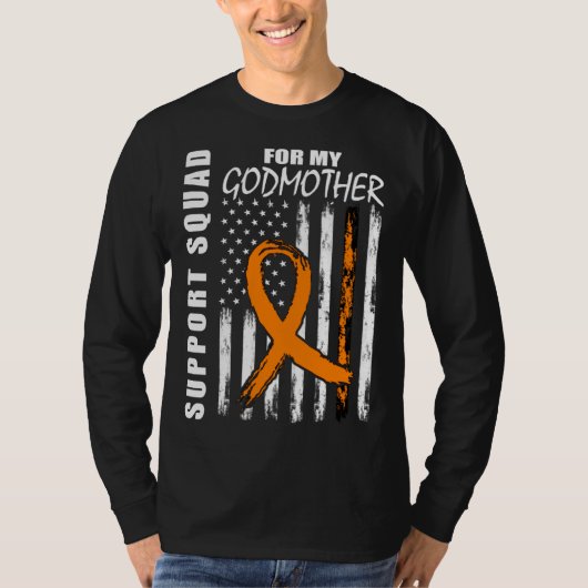 Godmother Support Squad Leukemia Awareness USA Fla T-shirt (Voorkant)