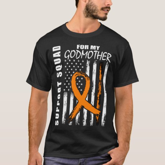 Godmother Support Squad Leukemia Awareness USA Fla T-shirt (Voorkant)