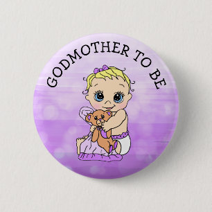 Godmother to Be Girl's Baby shower Ronde Button 5,7 Cm