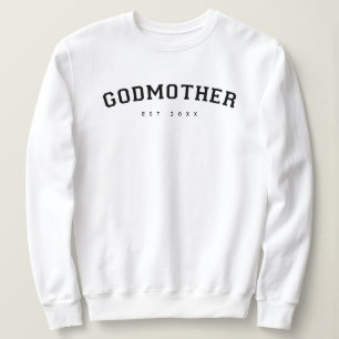 Godmother Vestigde Varsity Typography White Trui