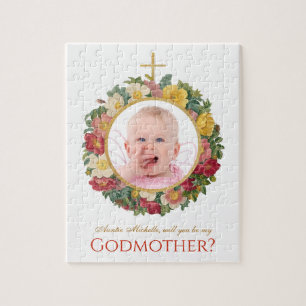 Godmother Voorstel Bloemenfoto in Rozenkrans Legpuzzel