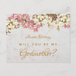 Godmother Voorstel Floral Marble Orchids Briefkaar Feestdagenkaart