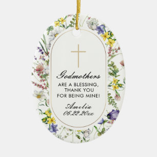 Godmother Wildflower Doop Keramisch Ornament