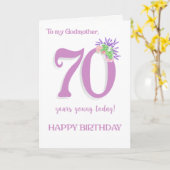 Godmother's 70th Birthday Lavendel en Rozen Kaart (Gele Bloem)