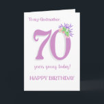 Godmother's 70th Birthday Lavendel en Rozen Kaart<br><div class="desc">Een chique Kaart van 70 jaar voor je peetmoeder met een look. De boodschap op de voorpagina is: 'Aan mijn peettante, vandaag 70 jaar jong! HAPPY BIRTHDAY', Er is een spray van geurende zomerbloemen, Albertine Roos, Lavendel en Mock Sinaasappel (Philadelphus), aan de bovenkant van het nummer '0' dat tinten met...</div>