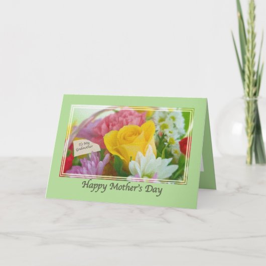 Godmother's Moederdag Kaart met bloemen (Voorkant)