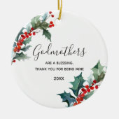Godmothers Red Floral Kerstmis Keramisch Ornament (Voorkant)