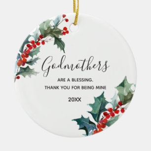 Godmothers Red Floral Kerstmis Keramisch Ornament