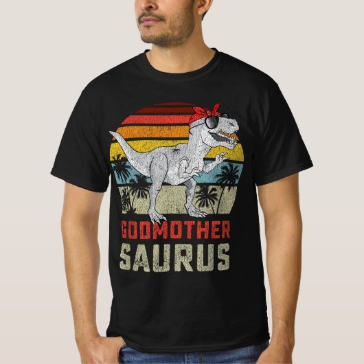 Godmothersaurus T Rex Dinosaur Godmoeder Saurus Fa T-shirt (Voorkant)