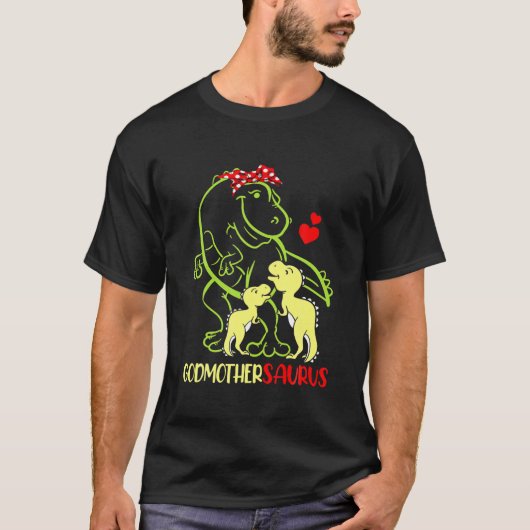 Godmothersaurus T Rex Dinosaur Godmoeder Saurus Fa T-shirt (Voorkant)