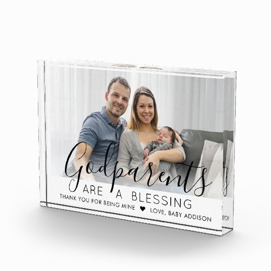 Godouders Dank je Baptisme of Christening Modern Fotoblokken (Rechts)