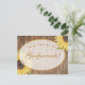 Godouders Voorstel Rustige zonnebloem en hout Briefkaart (Staand voorkant)