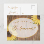 Godouders Voorstel Rustige zonnebloem en hout Briefkaart (Voorkant / Achterkant)