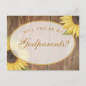 Godouders Voorstel Rustige zonnebloem en hout Briefkaart (Voorkant)