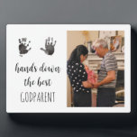 Godparent Handprint Photo  Fotoplaat<br><div class="desc">A sweet custom gift for godparents! This photo plaque will become a keepsake piece. Add your child’s handprints by taking a picture of the prints,  removing the background using a site like remove.bg or canva,  and upload using the personalization feature on Zazzle.</div>